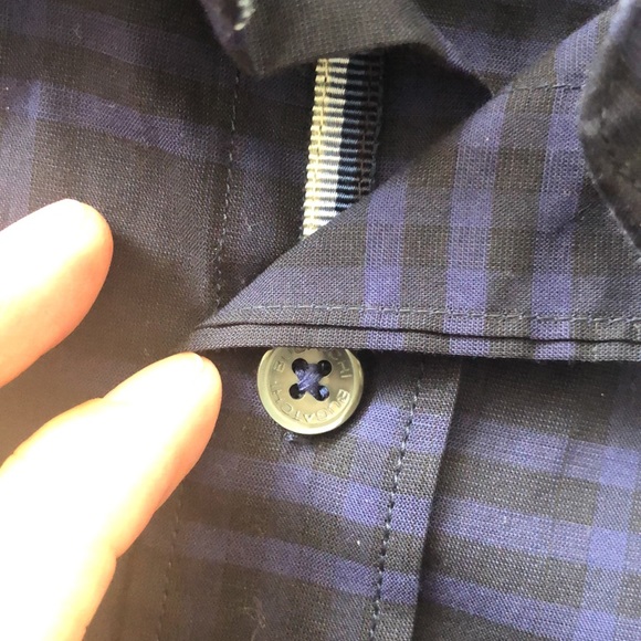 Bugatchi Midnight Blue Checked Long Sleeve Button Up Shirt Sz L - Picture 11 of 11